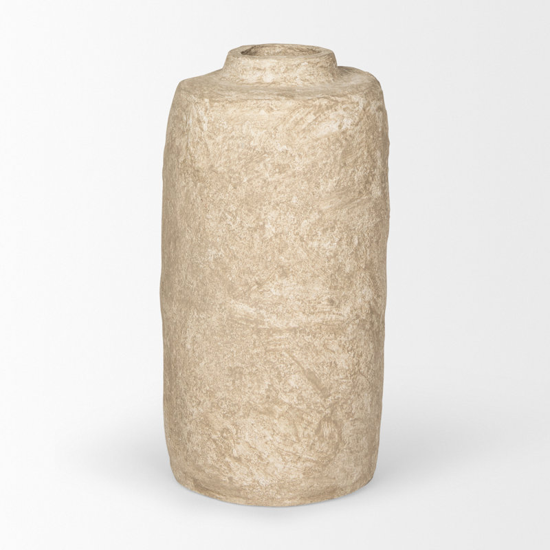 Vase de plancher en papier mâché Davenport, Beige