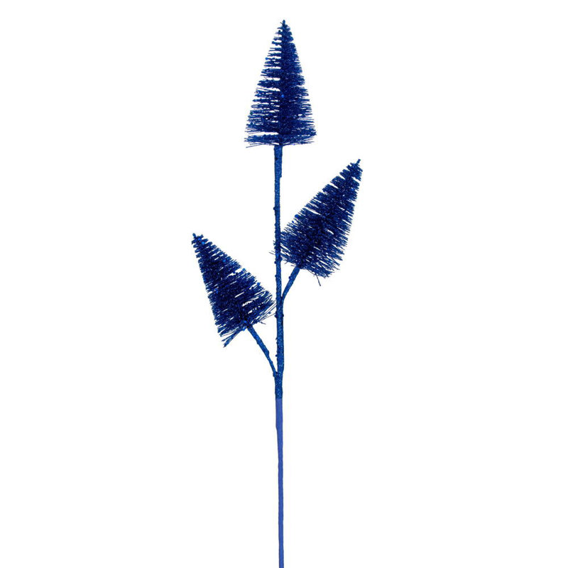 Primrue 20" Artificial Glitter Cone Tree Spray. Includes 6 pieces per bag., Blue