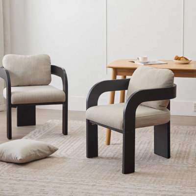 2-Piece Dining Chairs With Pillow Back, Solid Rubber Wood Frame Seating For Kitchen by Hokku Designs