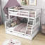 Lit superposé simple au dessus d'un lit double en bois avec 2 tiroirs-113876973