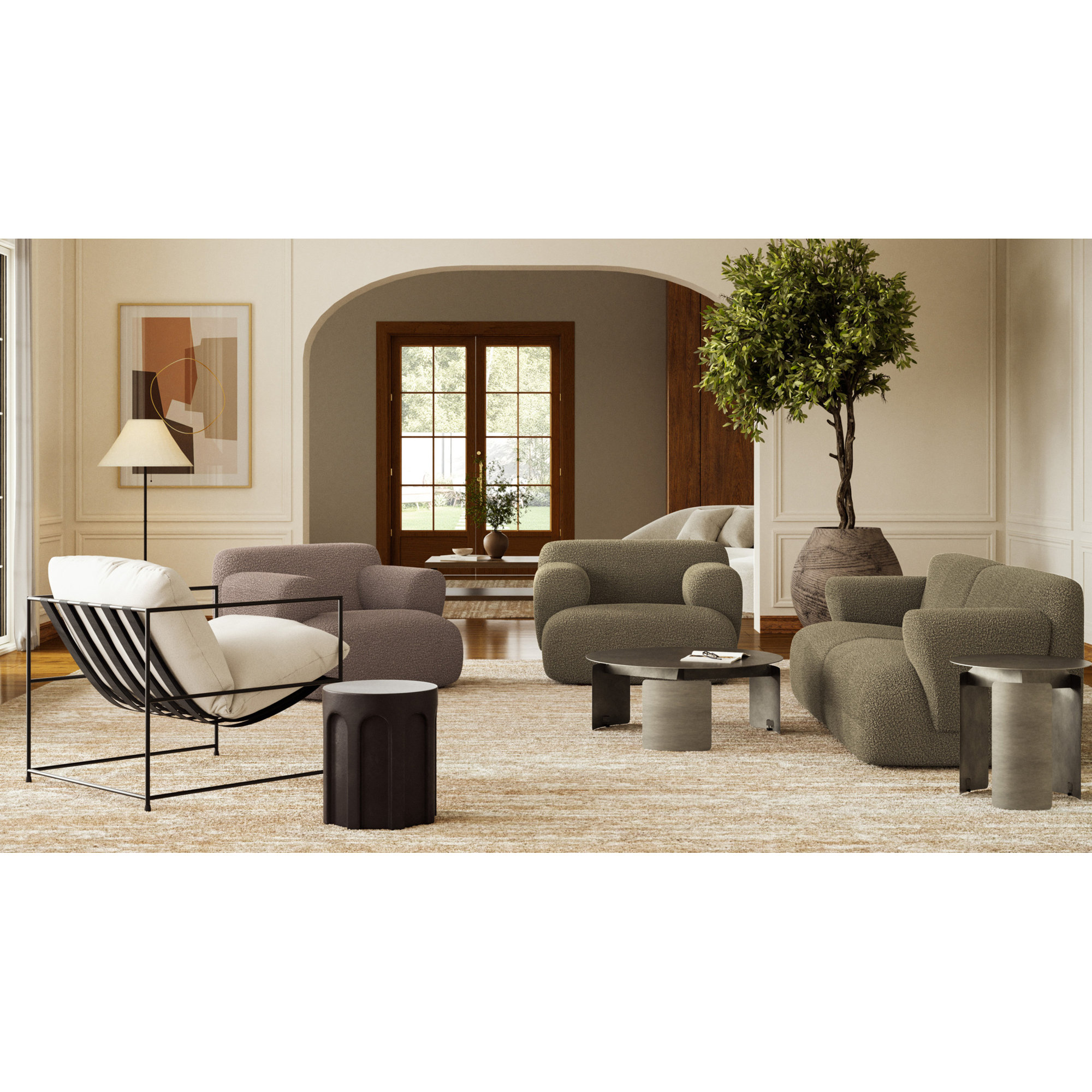 Mikah Concrete Stool, Lava Brown