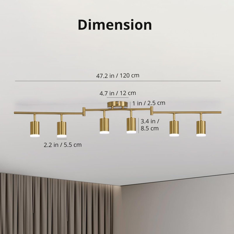 42.7'' 6 -Light Swing Arm Track Track Kit with Dimmable and Adjustable Head