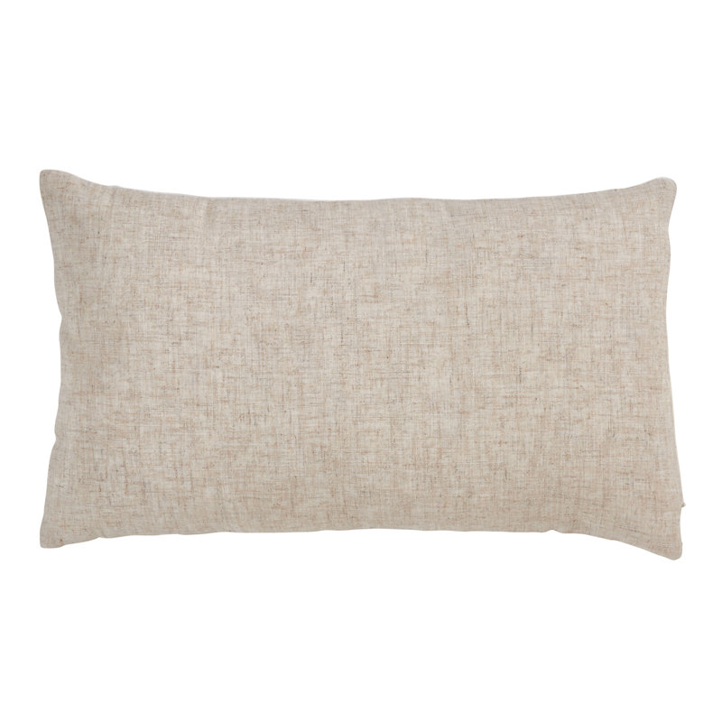 Beige and White Geometric Velvet Lumbar Throw Pillow