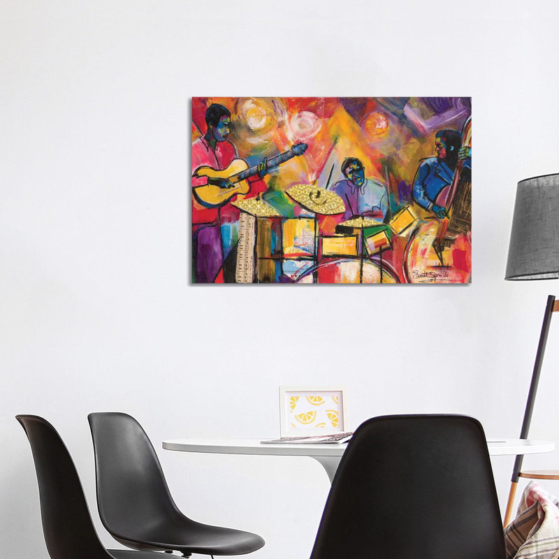 Jazz Trio by Everett Spruill - Wrapped Canvas Painting, 66.04cm H x 101.6cm W x 1.91cm  D