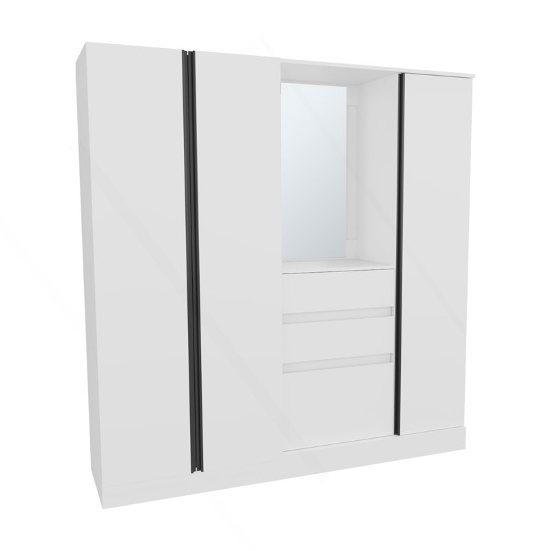 Armoire Kamelot 1,80 avec portes doubles, tringle et tablettes intérieures, blanc