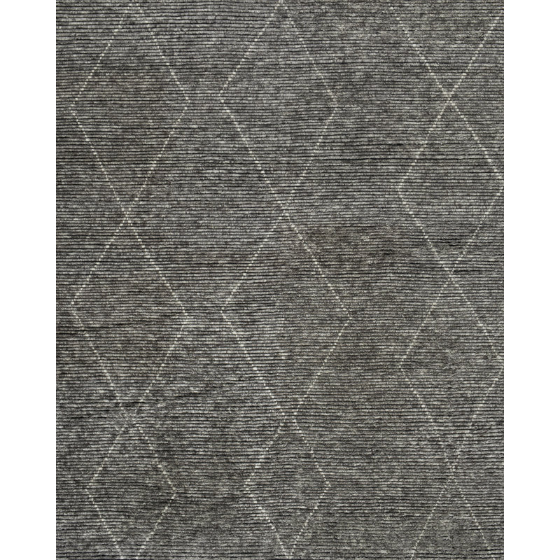 Geometric Wool Gray Area Rug, Rectangle 8' x 10'