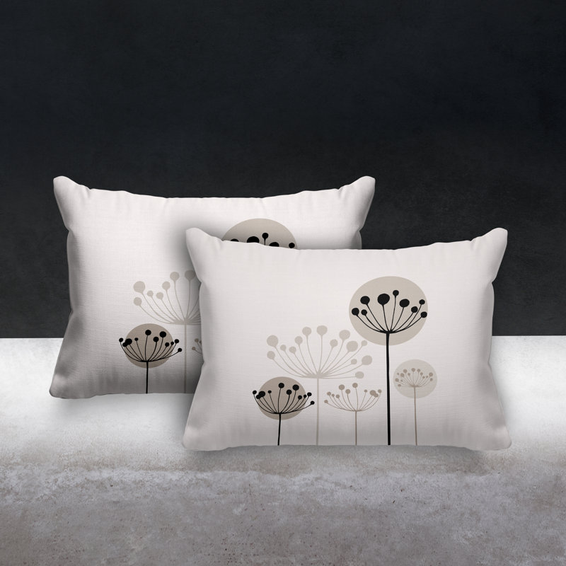 Polyester / Mélange de polyester Housse de coussin rectangulaire intérieure / extérieure lombaire et insert, Beige