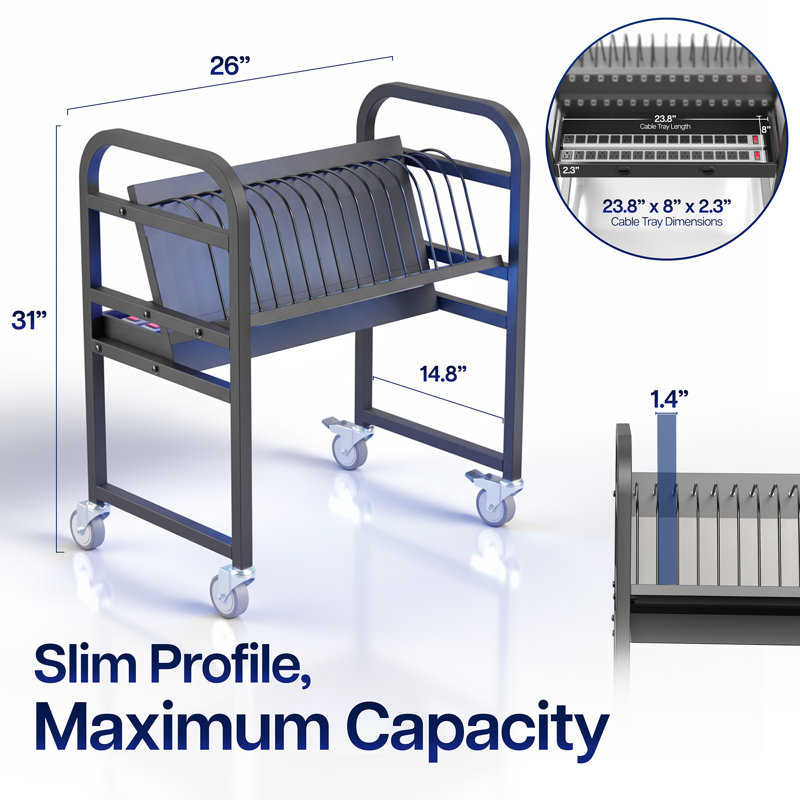 VIVO Black 16-Device Mobile Open Charging Cart