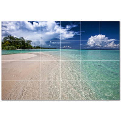 Beach Photo 12'' x 12'' Satin Ceramic Decorative Mural