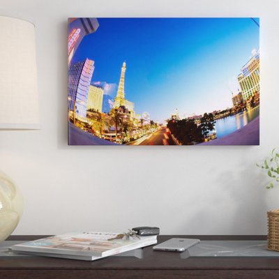 « immeubles allumés au crépuscule, las vegas, nevada », reproduction de photo sur toile