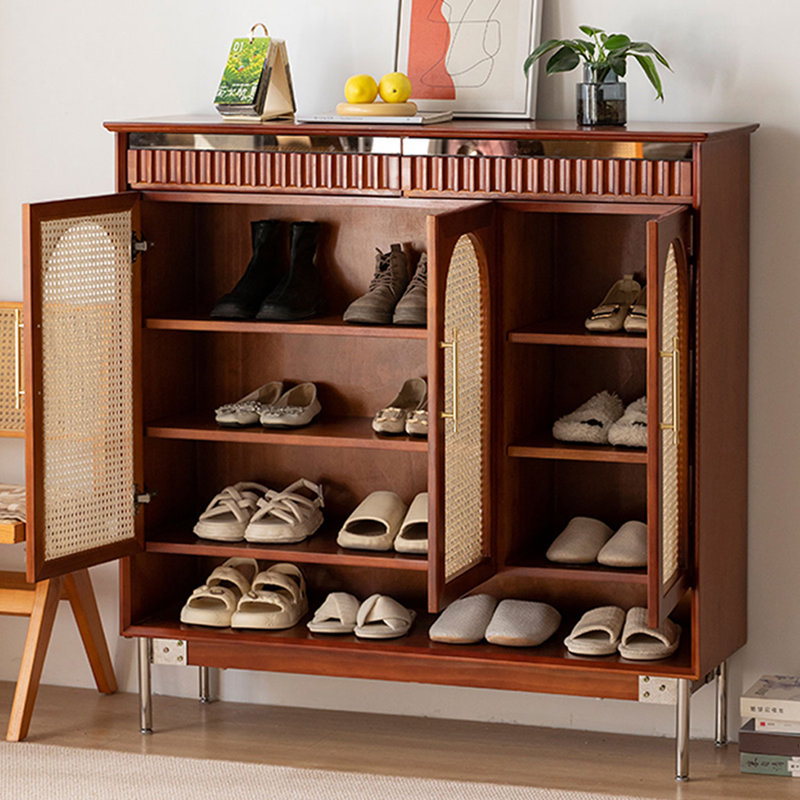 Retro Nut-Brown Solid wood Shoe Storage