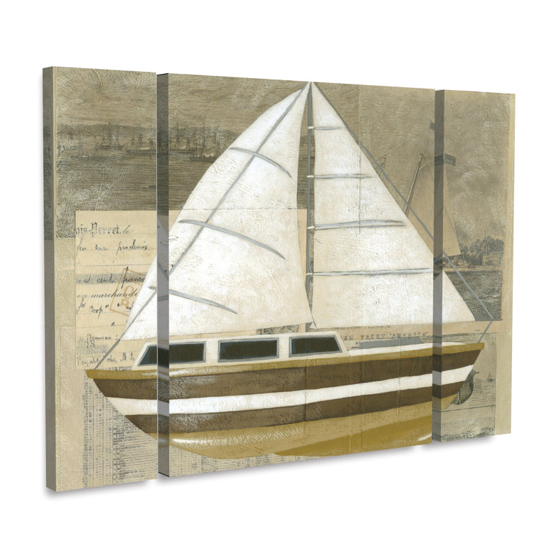 Ensemble de 3 panneaux - Chariklia Zarris «Tour by Boat I», art mural sur toile pour le salon, la chambre à coucher ou le bureau 