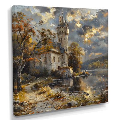 Beige Grey Summer Turreted Tower Castle II - Castles Wall Art