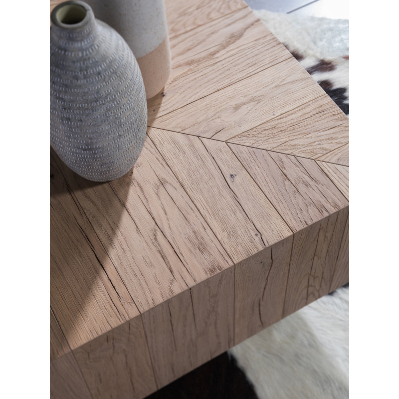Rustic Gray Oak Square Pedestal Coffee Table