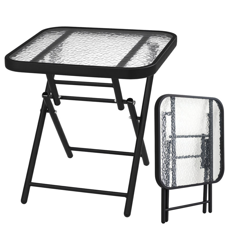 Metal Square Patio Folding Side Table, 18" W