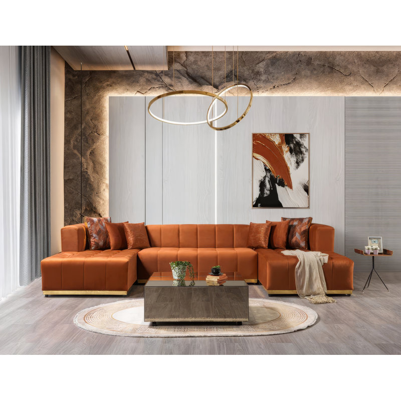 Amanda Orange Double Chaise Sectional