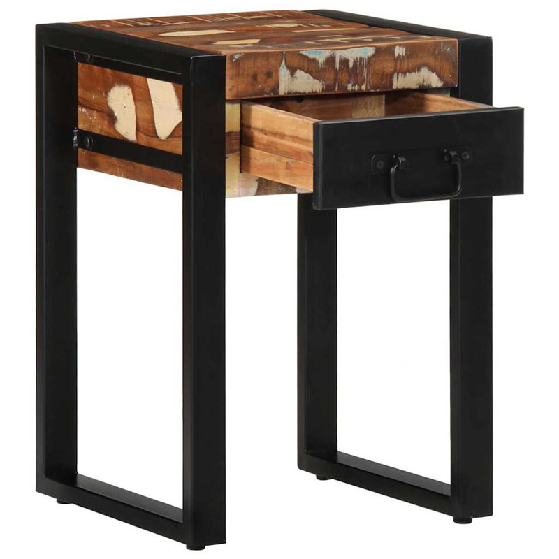 Side Table 35X35x50 Cm Solid Wood Reclaimed, Multicolour