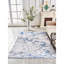 Tapis bleu argenté à motif abstrait et lavable à la machine-154275108
