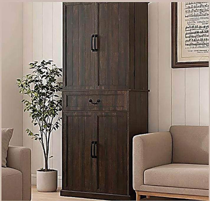 Armoire de rangement moderne, armoire de cuisine à DEL avec tablettes de porte Modern