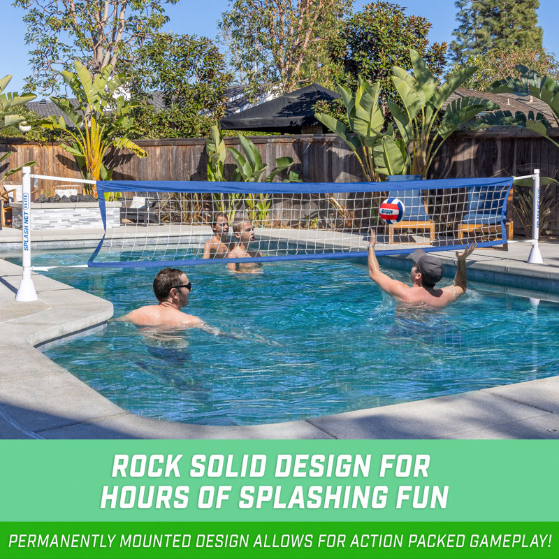 Gosports Deck-Mounted Splash Net ELITE Inground Pool Volleyball Game - Permanent Deck Mounted For Inground Pools