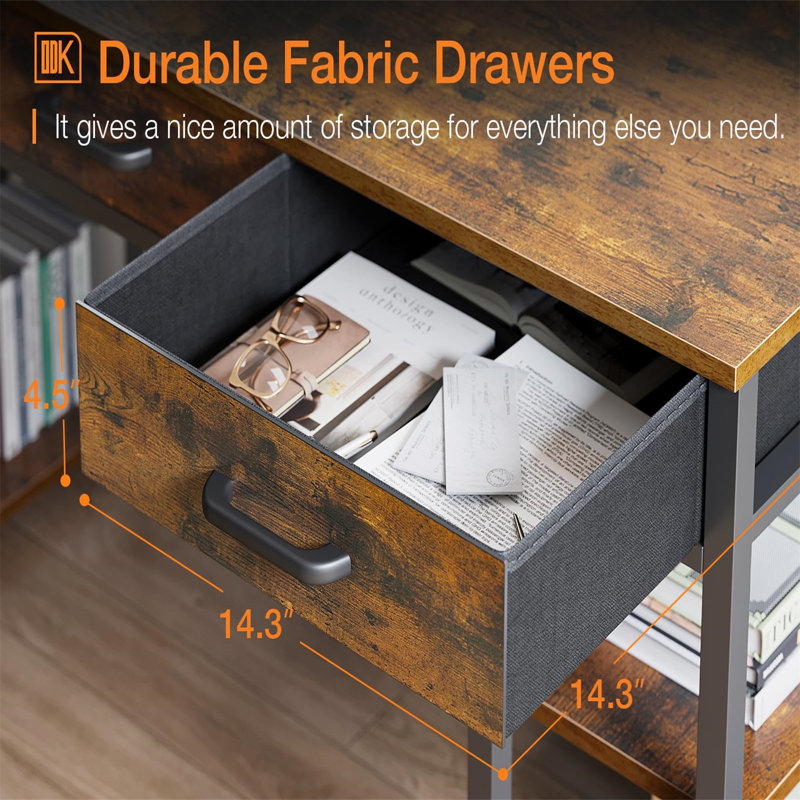 Bureau d'ordinateur Divo l 47,28 po, Brun / noir