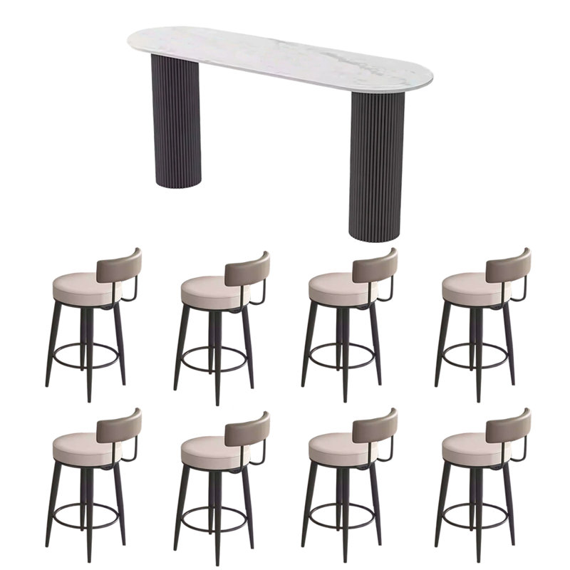 Éclairage pour la salle à manger, 9 Pieces: Table, 8 Chairs, 41.3"H x 78.7"L x 15.7"W