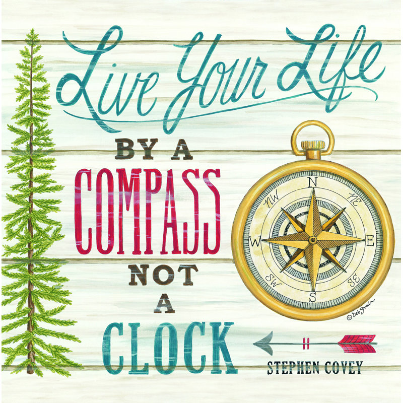 «Compass Not a horloge» par Deb Strain - impression, H 30 po x l 30 po, Non, Toile tendue