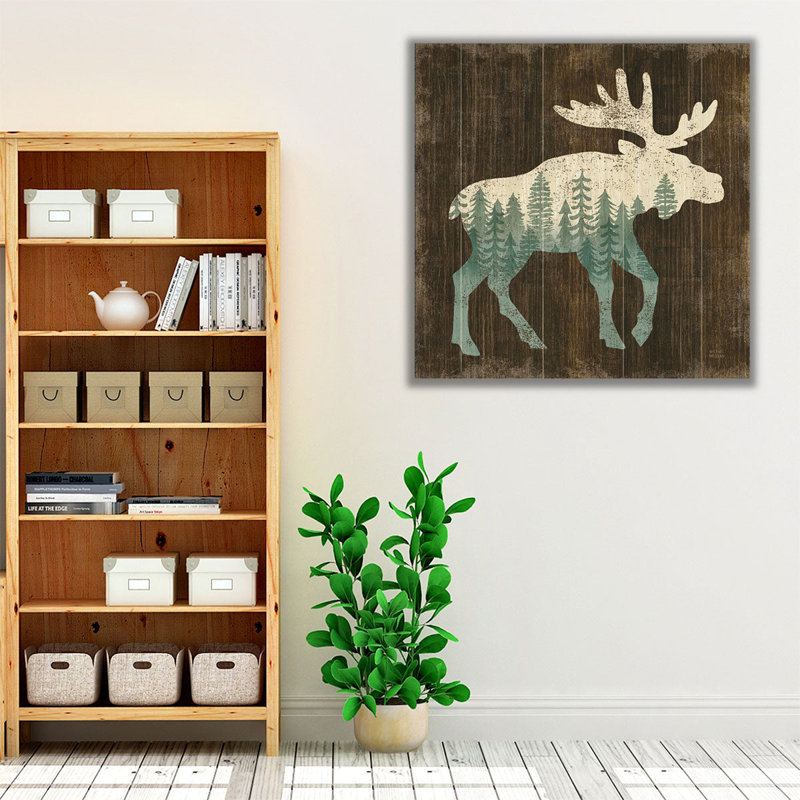 «Simple Living Moose Silhouette», reproduction d'art sur toile, H 40 po x l 40 po