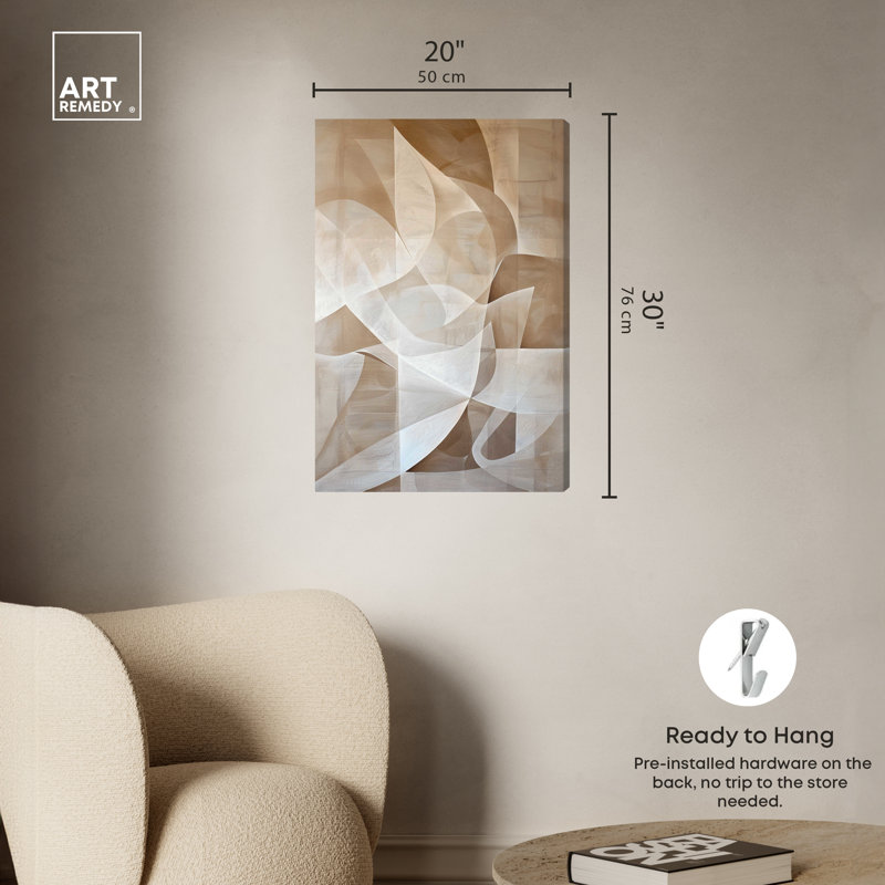 Scattered Thoughts Beige and White Abstract Canvas Wall Art, 20" x 30"