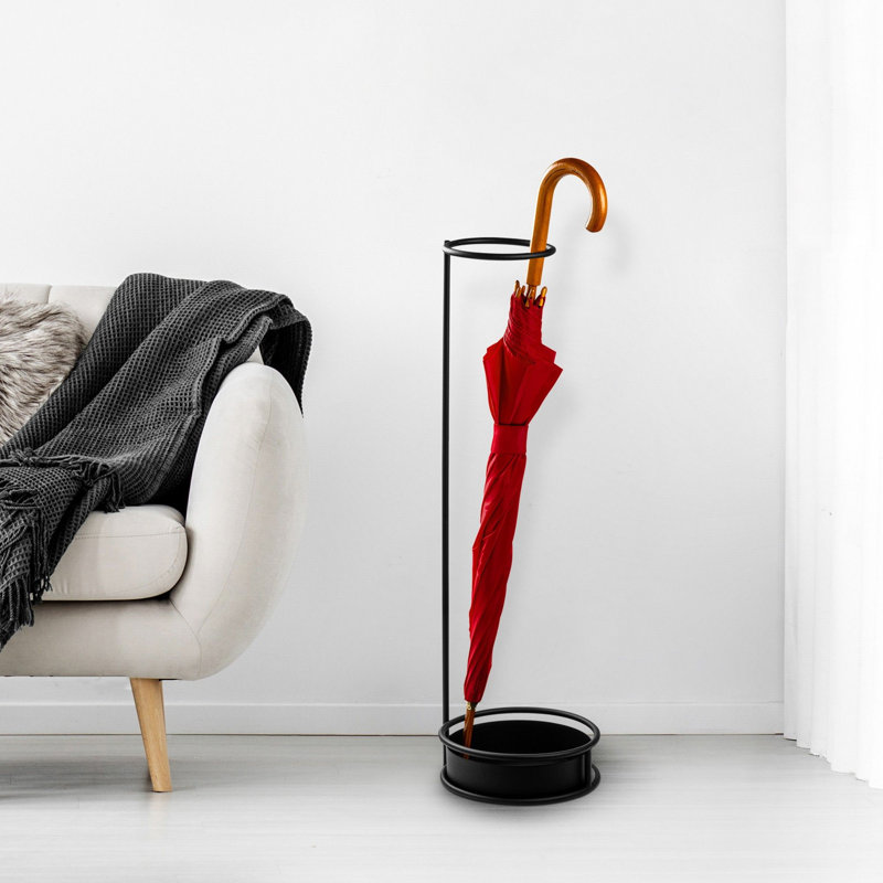 Porte-parapluie durable en métal, noir, 8,7 x 8,7 x 29,5 pouces | Fabrication 100% métal robuste pour plus de stabilité | Parfait pour les vestibules de la maison ou du bureau, il est élégant et fonctionnel pour garder votre espace organisé
