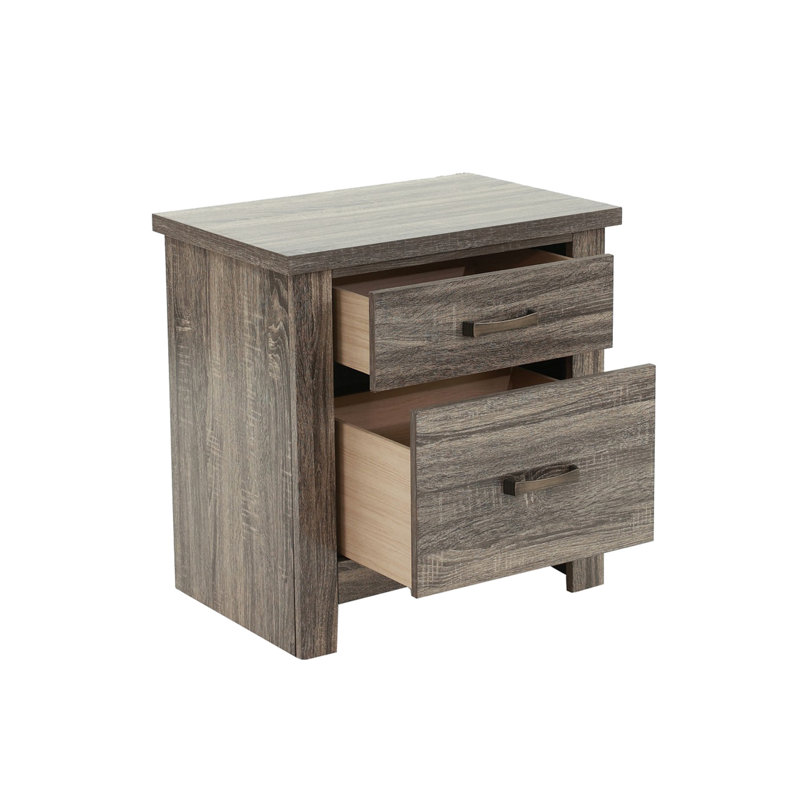Table de chevet brune avec 2 tiroirs - et finition 2 en construction solide