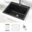 Évier de buanderie en composite de quartz noir mat à cuve simple pour laver et laver les animaux-133705541