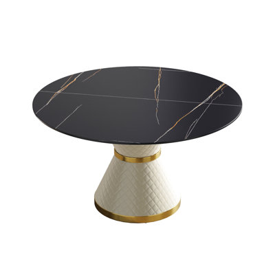 6 Sintered Stone Dining Setup - Black Carbon Steel Base For Durability Long-term Use