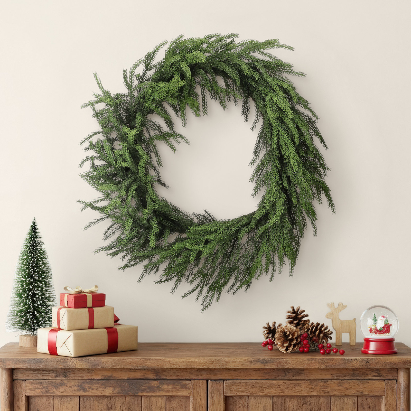 36" Real Touch Forest Norfollk Pine Wreath