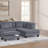 3Pc Sectional Set RAF Chaise LAF Sofa Storage Ottoman Dark Gray Color Corduroy Couch Pillows Modern Living Room-1037826523