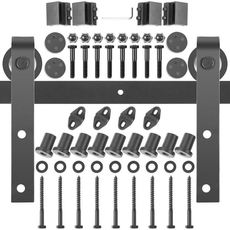Heavy-Duty Black Steel Sliding Barn Door Hardware Kit