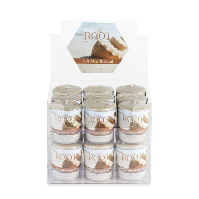 Salt Mist & Sand Beeswax Scented Votive Candles, 18-Pack