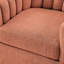 Fauteuil pivotant Solitude à jupe, couleur corail, revêtement doux aspect chanvre, pivotant à 360°, dossier vertical, accoudoirs évasés, assise à ressorts, coussin réversible amovible, hauteur d'assise 53 cm, profondeur : 53 cm.
