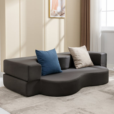 Boneless 78" Queen Foldable Floor Couch Bed With Memory Foam, Convertible Full Sleeper Couch Beds, Stylish Lazy Sofa Beds For Living Room, Guest Room