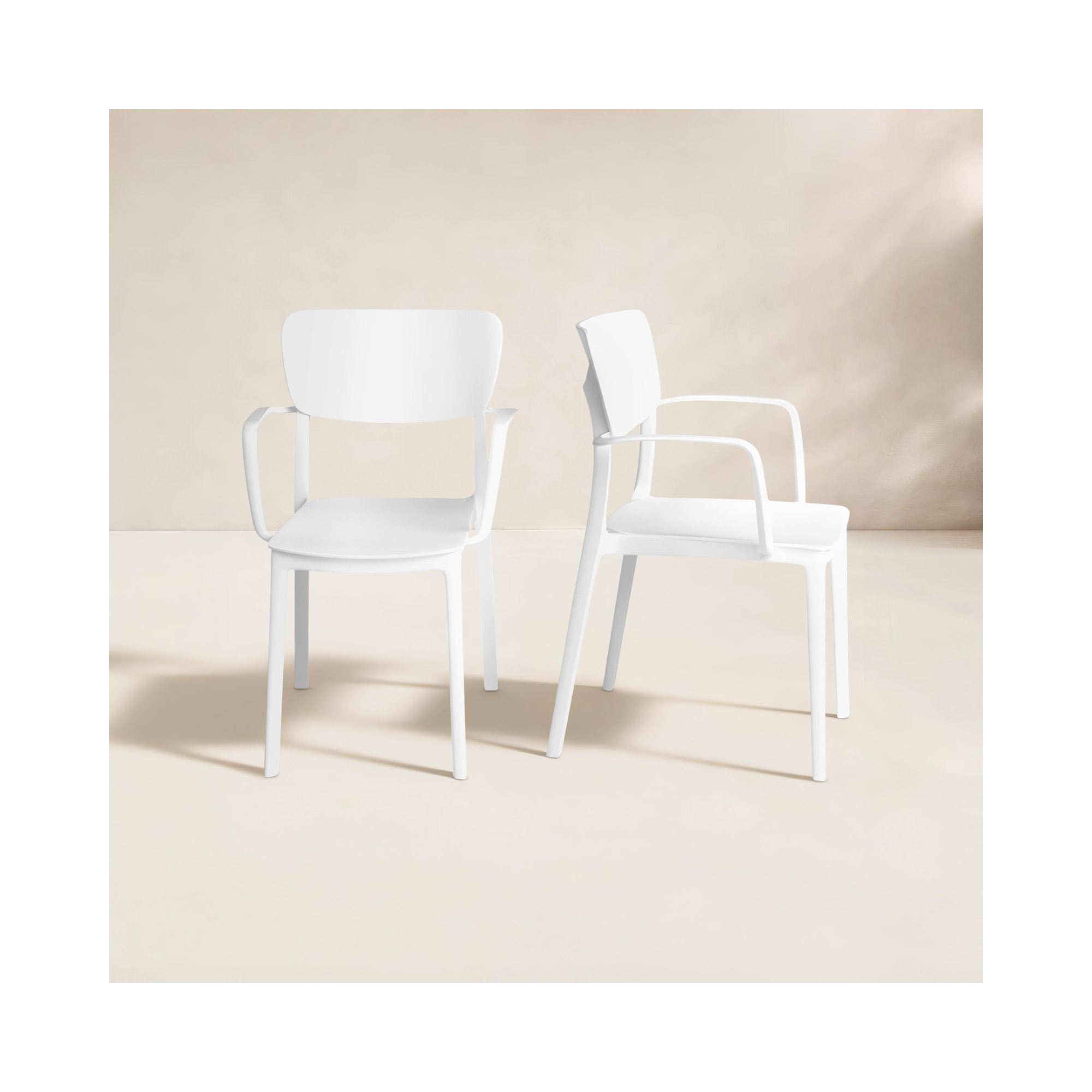 Farrah Stacking Patio Dining Armchair, White