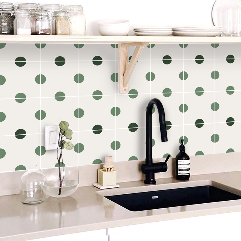 Pois et colle à carreaux muraux mélangés à pois olive