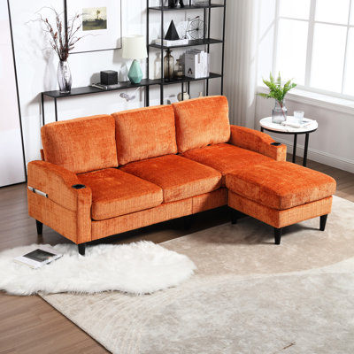 Confortable avec revêtement en chenille et rangement pour le salon