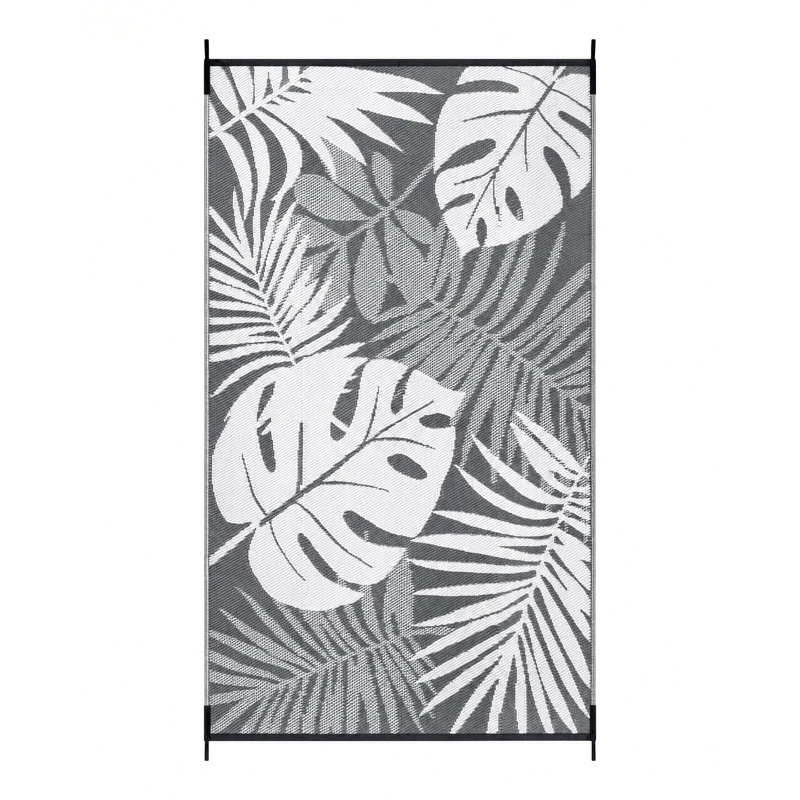 Gray Water-Resistant Outdoor Rug Plastic Straw Area Rug, Rectangle 5' x 8'