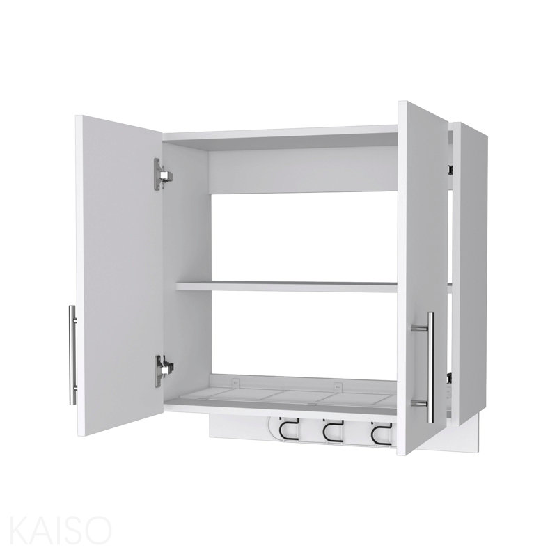 2-Door 2-Shelf Wall Storage Cabinet With Hangers