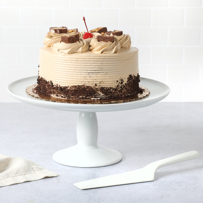White Ceramic 12" Cake Stand with Server