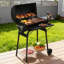 Barbecue au charbon de baril extérieur de 39,4 po, barbecue avec zone de cuisson avec roulettes de rangement pour la cuisine de jardin