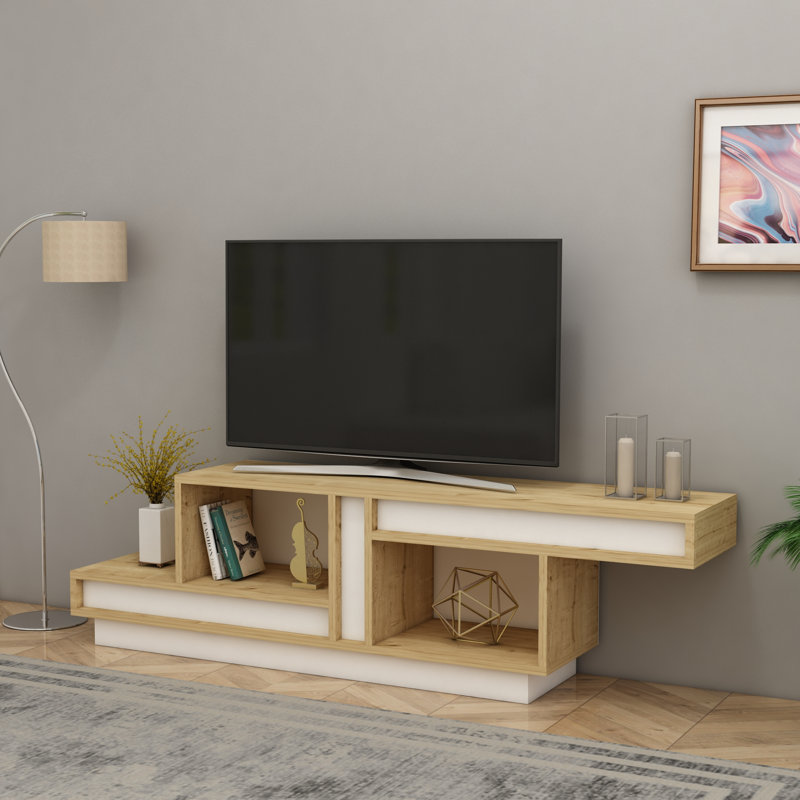 Aspers TV Stand for TVs up to 50", White/Light Brown