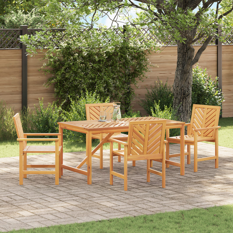 3 - Person Wood Patio Dining Set with Rectangular Table