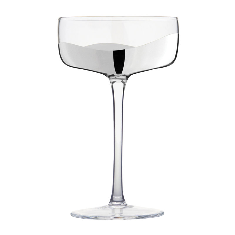 Wave Champagne Coupes, Clear/Silver