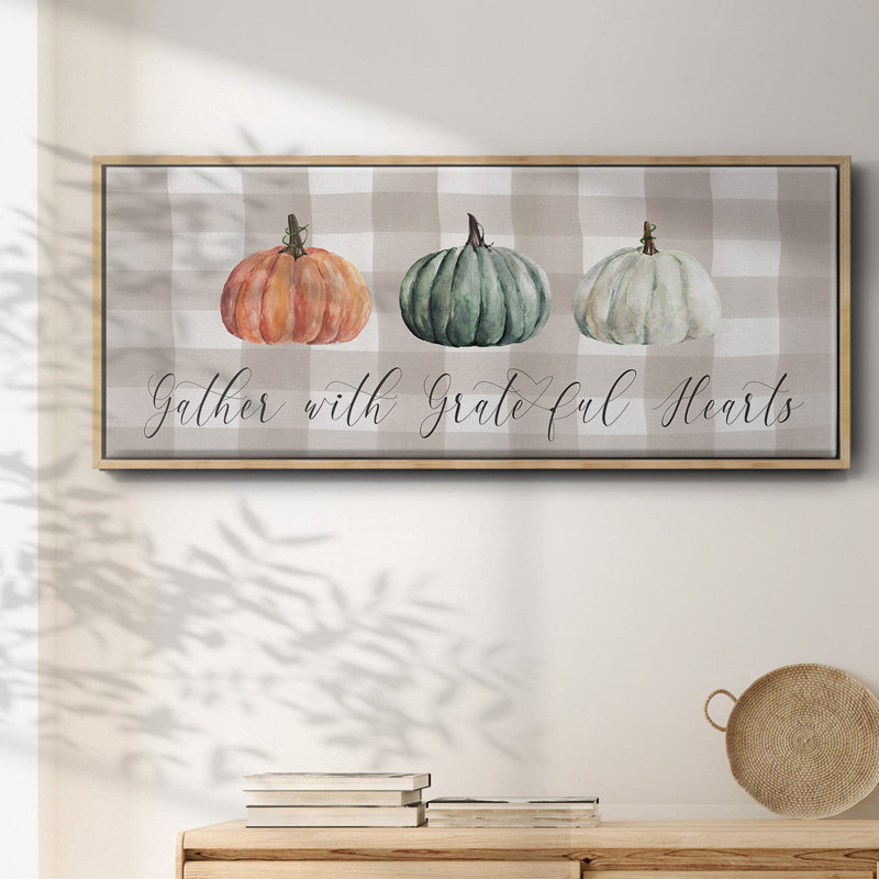 «Gather With Grateful Hearts», toile encadrée, H 20 po x l 50 po